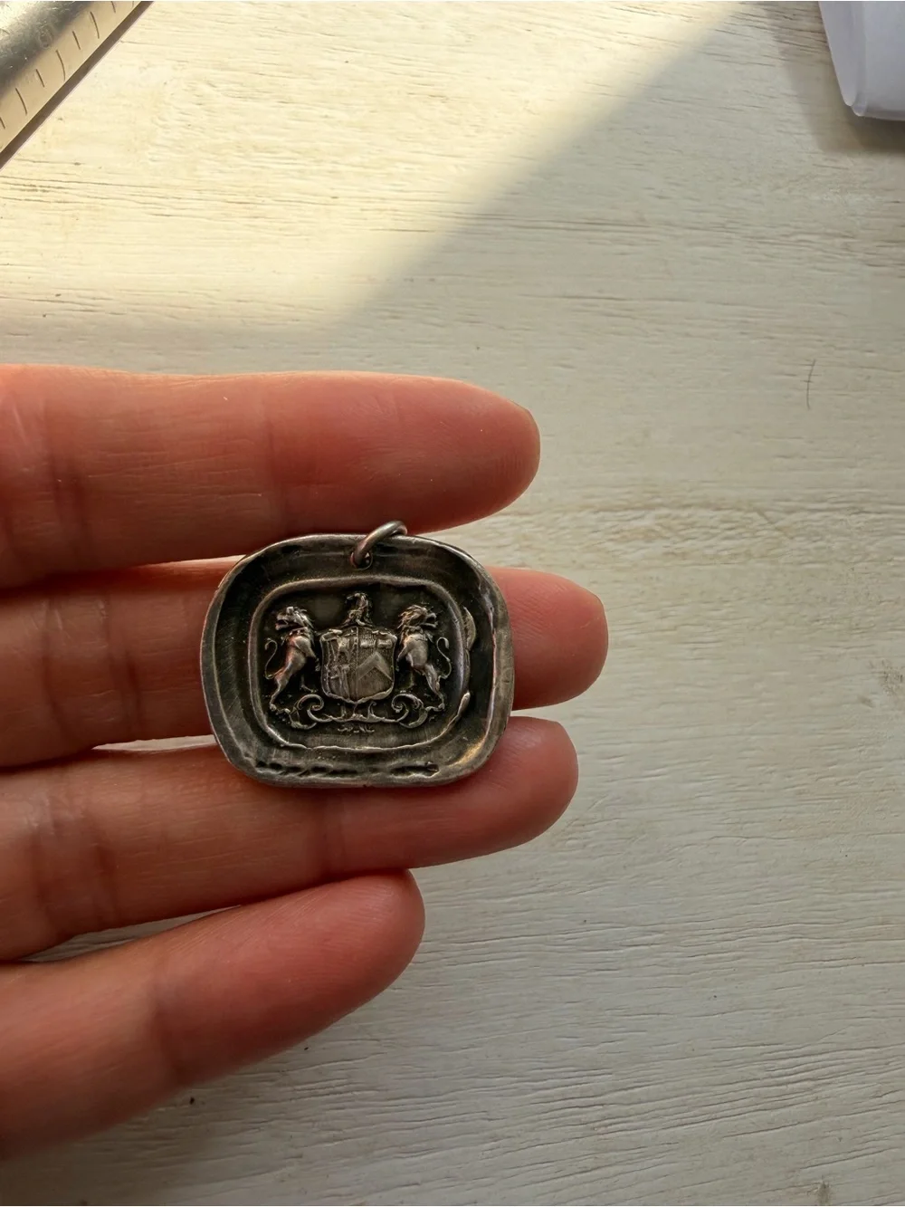 Vintage Lion Crest Medallion Pendant- sterling Silver unstamped